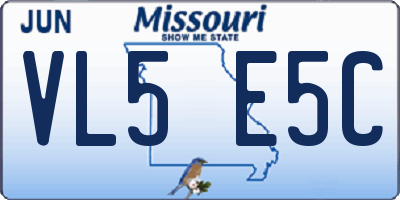 MO license plate VL5E5C