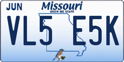 MO license plate VL5E5K