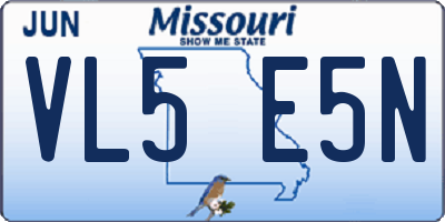 MO license plate VL5E5N