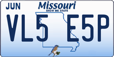MO license plate VL5E5P
