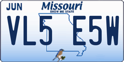 MO license plate VL5E5W