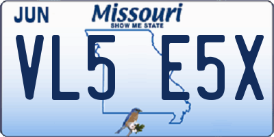 MO license plate VL5E5X