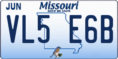 MO license plate VL5E6B