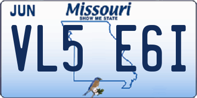 MO license plate VL5E6I