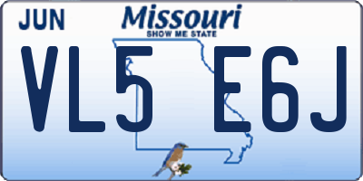 MO license plate VL5E6J