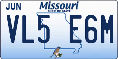 MO license plate VL5E6M