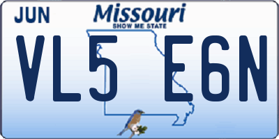 MO license plate VL5E6N