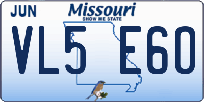 MO license plate VL5E6O