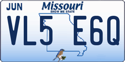 MO license plate VL5E6Q