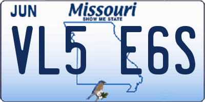 MO license plate VL5E6S