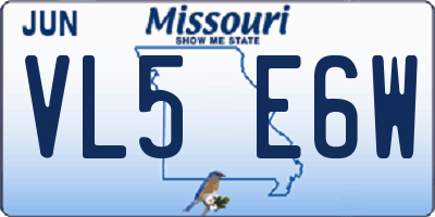 MO license plate VL5E6W
