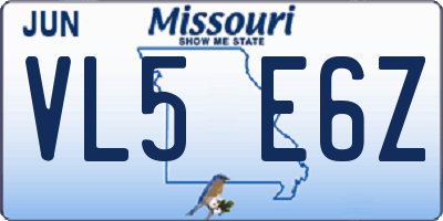 MO license plate VL5E6Z
