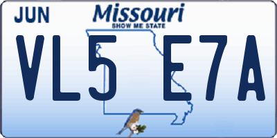 MO license plate VL5E7A
