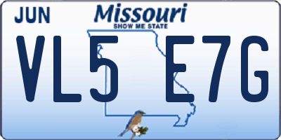 MO license plate VL5E7G