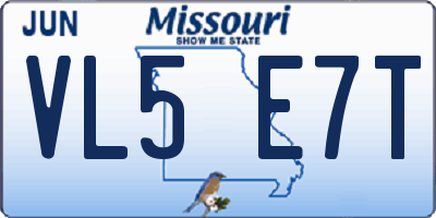 MO license plate VL5E7T