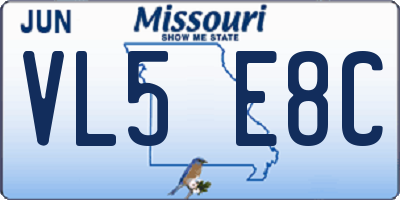 MO license plate VL5E8C