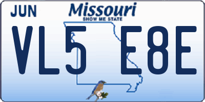 MO license plate VL5E8E
