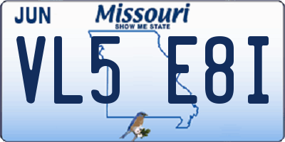 MO license plate VL5E8I