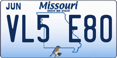 MO license plate VL5E8O