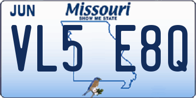 MO license plate VL5E8Q