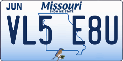MO license plate VL5E8U