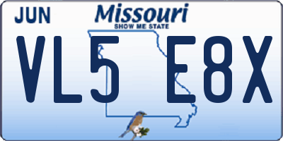 MO license plate VL5E8X