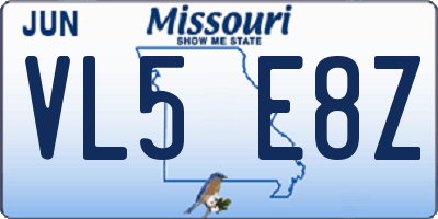MO license plate VL5E8Z