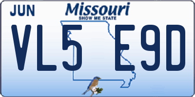 MO license plate VL5E9D
