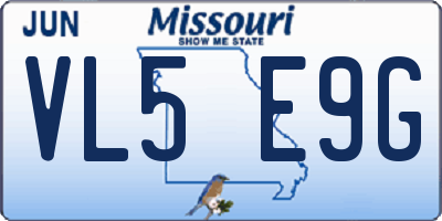 MO license plate VL5E9G