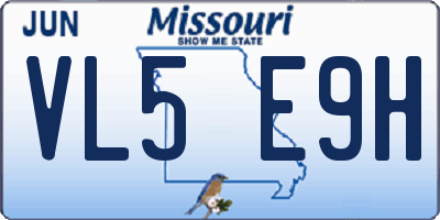 MO license plate VL5E9H