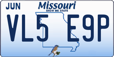 MO license plate VL5E9P