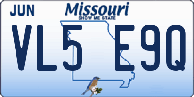 MO license plate VL5E9Q