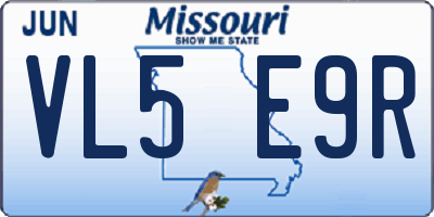 MO license plate VL5E9R