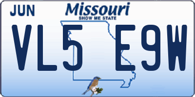 MO license plate VL5E9W