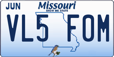 MO license plate VL5F0M