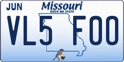 MO license plate VL5F0O