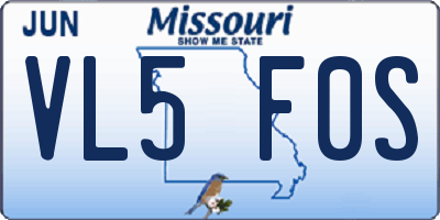 MO license plate VL5F0S