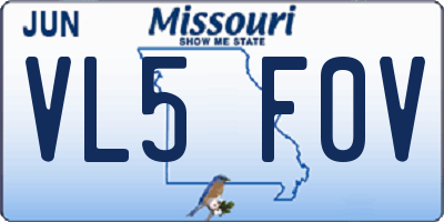 MO license plate VL5F0V