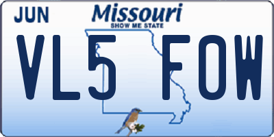MO license plate VL5F0W