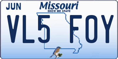 MO license plate VL5F0Y