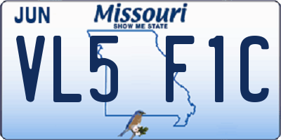 MO license plate VL5F1C