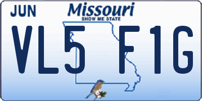 MO license plate VL5F1G
