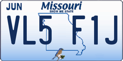 MO license plate VL5F1J