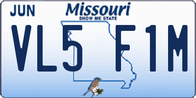 MO license plate VL5F1M