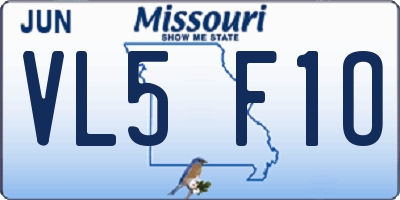 MO license plate VL5F1O