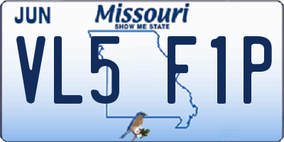 MO license plate VL5F1P