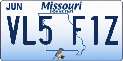 MO license plate VL5F1Z