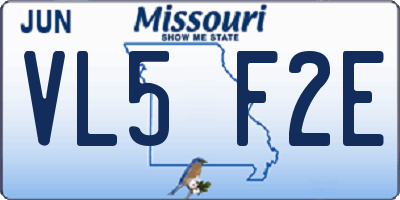 MO license plate VL5F2E