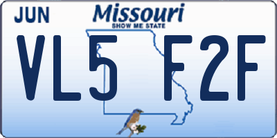 MO license plate VL5F2F