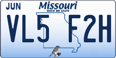 MO license plate VL5F2H